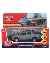 Машина металл MITSUBISHI L200 PICKUP матовый серый 13 см, двери, багаж, кор. Технопарк в кор.2*36шт