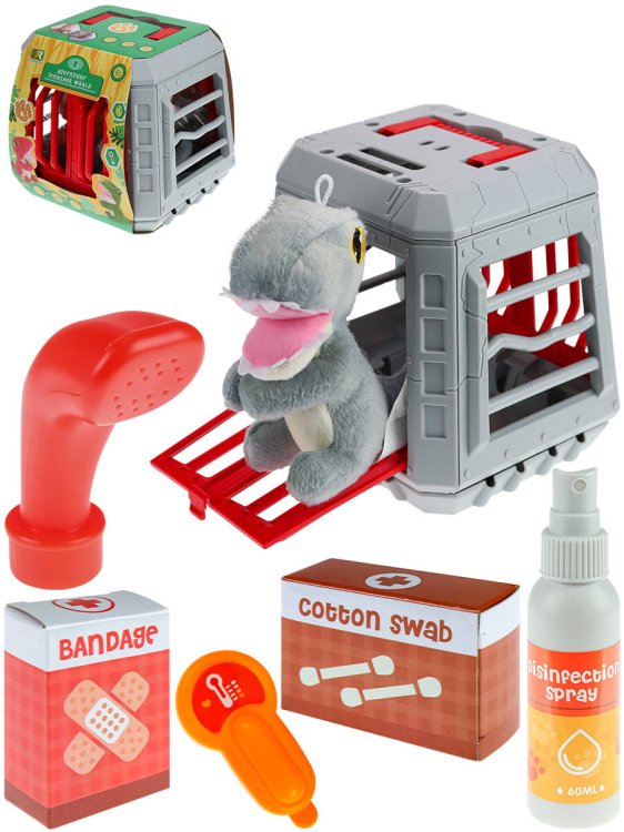 ИГРОВЫЕ НАБОРЫ С ПИТОМЦАМИ (Рыжий Кот) Игрушка мягкая "Динозаврик в переноске"(цвет микс) 18*16*18 см( Арт. 2116910)