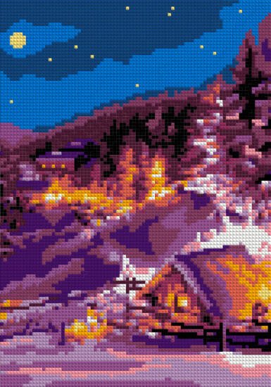 Ам-092 Алмазная мозаика 21*30 см (полное заполнение) "Морозная ночь"