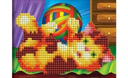 Алмаз. моз. (блест) 10х15 без подр.,на карт.,с част. зап.,с мольб.,13 цв. ВЕСЕЛЫЙ КОТИК (ASE015)