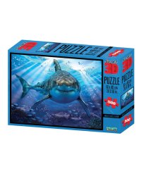 Пазл Super 3D «Большая белая акула»,500 дет.,6+ Размер собран. пазла 61х46см.(арт.10048) игр.-голов.