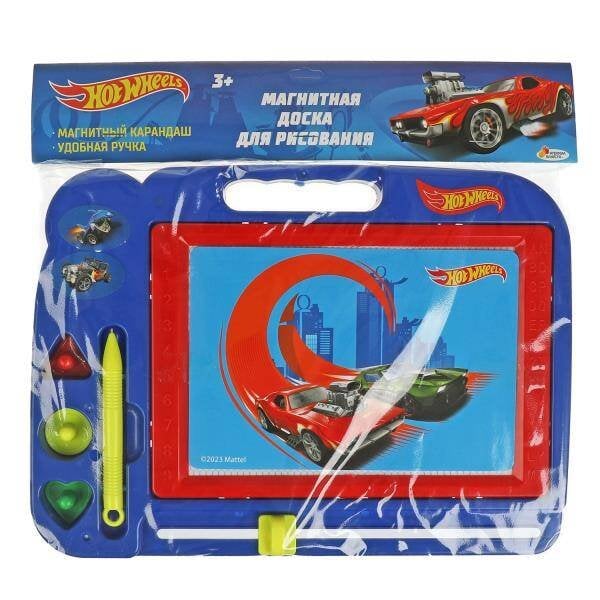 Доска для рисования ХОТ ВИЛС магнитная, ч/б, 3 штампа, 27*20см ИГРАЕМ ВМЕСТЕ в кор.3*32шт