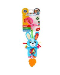 Текстильная игрушка погремушка зайка на блистере Умка в кор.300шт