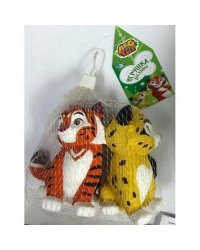 ИГРУШКА ПЛАСТИЗОЛЬ ДЛЯ ВАННЫ "Капитошка" Лео и Тиг (Лео + Тиг) в сетке (русс. уп.) в кор.25шт