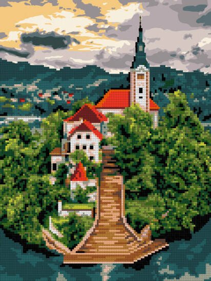 Ам-066 Алмазная мозаика 30*40 см (частичное заполнение) "Таллин"