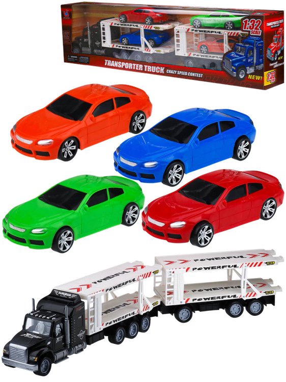 Машинка инерционная "Автовоз с прицепом и 4 машинками"(67*9*16,5 см)(в коробке) ( Арт. 2090291)