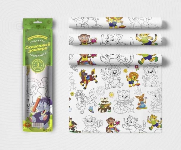 Скатерть ButtenFilm 1100х3600х0,060 25/1 белый Скатерть Зоопарк 1