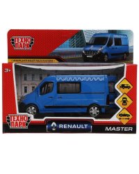 Машина металл RENAULT master МИКРОАВТОБУС 14 см, двери, инерц, синий, кор. Технопарк в кор.2*32шт