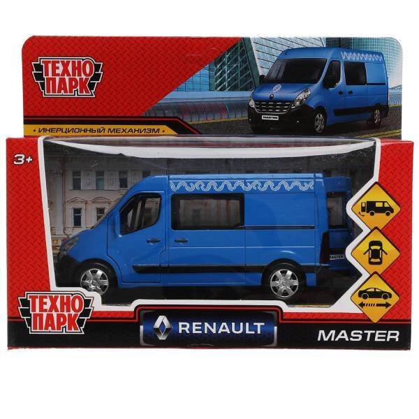 Машина металл RENAULT master МИКРОАВТОБУС 14 см, двери, инерц, синий, кор. Технопарк в кор.2*32шт