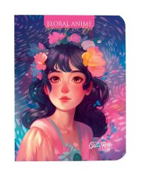 Gatto Rosso. Блокнот в клетку Floral anime. РОЗОВЫЙ