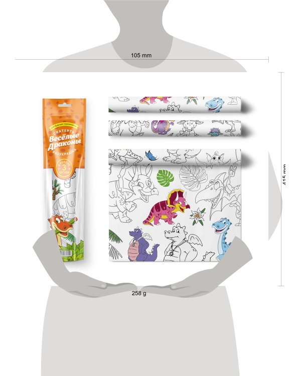 Скатерть ButtenFilm 1100х3600х0,060 25/1 белый Скатерть Веселые драконы 1