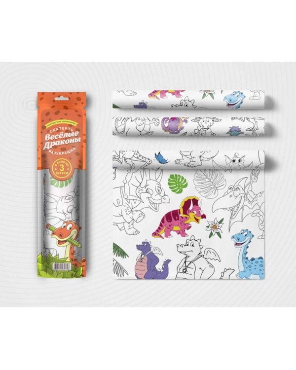 Скатерть ButtenFilm 1100х3600х0,060 25/1 белый Скатерть Веселые драконы 1