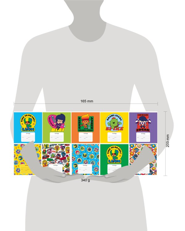 Бравл Старс, Тетрадь школьная, линейка, 12 листов. Новые Скины