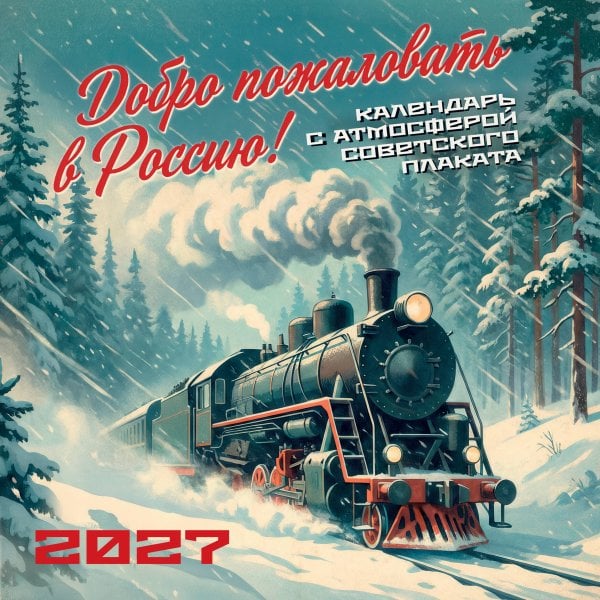 Обложка книги «Добро пожаловать в Россию! Календарь с атмосферой советского плаката настенный на 16 месяцев на 2027 год (300х300 мм)», ISBN 9785042399237