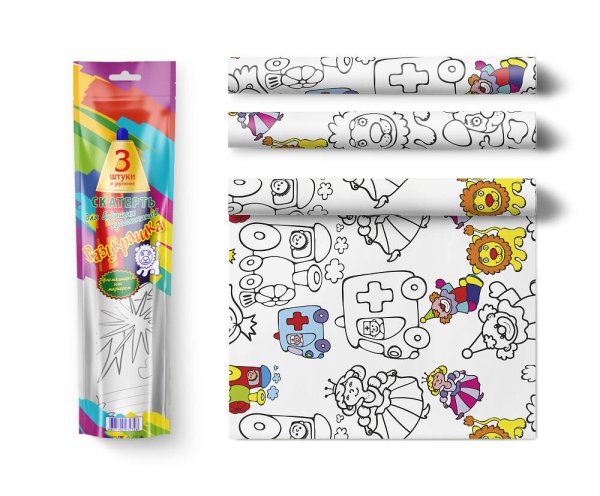 Скатерть ButtenFilm 1100х3600х0,060 25/1 белый Скатерть Детская раскраска 1