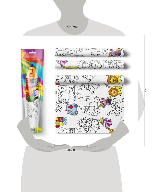 Скатерть ButtenFilm 1100х3600х0,060 25/1 белый Скатерть Детская раскраска 1