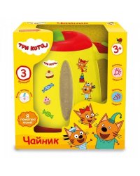 Чайник ТРИ КОТА ТМ "Играем вместе"  на бат. свет+звук в русс. кор. в кор.2*18шт