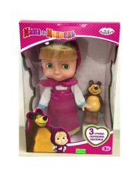 КУКЛА "КАРАПУЗ" МАША И МЕДВЕДЬ. МАША 25СМ, ОЗВУЧ. РУССИФИЦ., С МИШКОЙ В РУСС. КОР. в кор.18шт