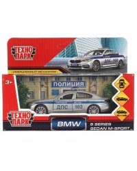 Машина металл BMW 5-ER SEDAN M-SPORT ПОЛИЦИЯ 12 см, двери, баг, кор. Технопарк в кор.2*36шт