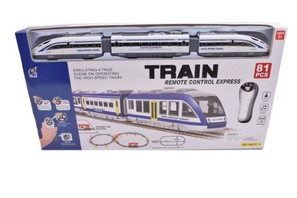 Железные дороги на радиоуправлении (Рыжий Кот) Железная дорога на р/у(146 см x 64см)"Скоростной поезд-4"(свет,звук,81 эл.,в коробке) (Арт. 1835130)