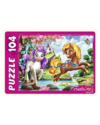 ПАЗЛЫ 104 элемента. ПОНИ НА ПРУДУ (Арт. П104-6789)