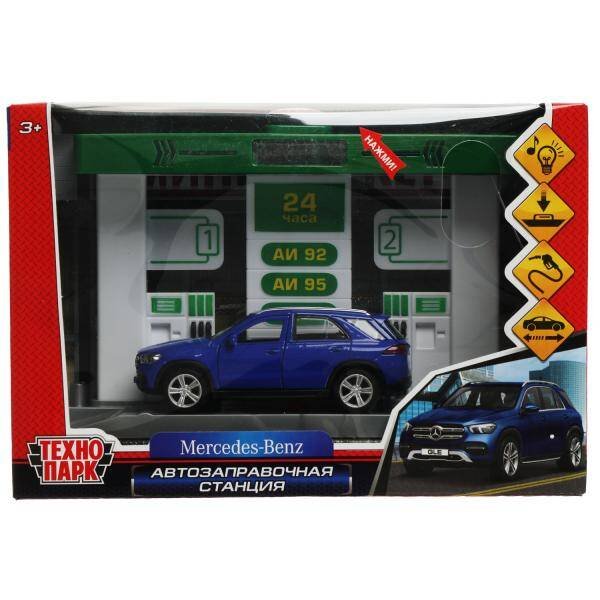 Игрушка пластик свет-звук АВТОЗАПРАВОЧНАЯ СТАНЦИЯ 21 см, С МАШИНКОЙ, кор. Технопарк в кор.2*24шт