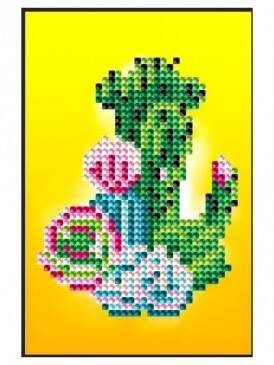 Алмаз. моз. (блест) 10х15, на карт.,с част. зап.,с мольб.,11 цв. ЦВЕТУЩИЙ КАКТУС (Арт. ASE025)