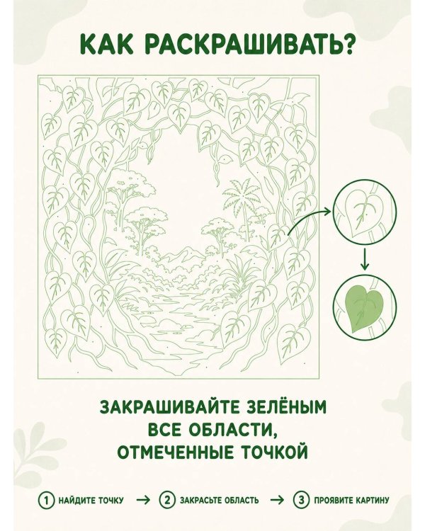 Дополнительное изображение книги «Зеленая раскраска. Раскрась все одним цветом»