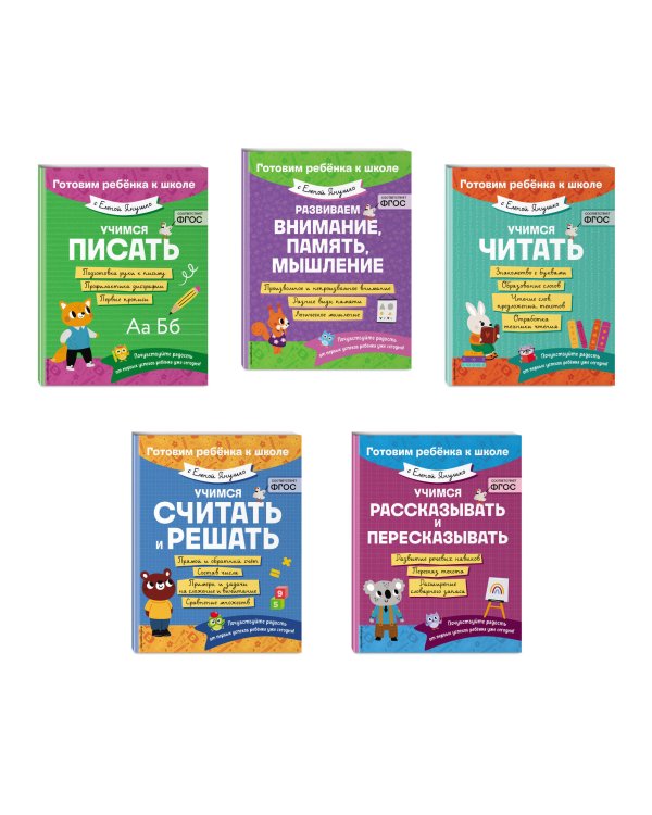 Е. Янушко Комплект 5 в 1 для подготовки к школе письмо, счет (ИК)