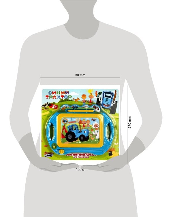 Доска для рисования СИНИЙ ТРАКТОР магнитная, 20*15см, ч/б поле ИГРАЕМ ВМЕСТЕ в кор.2*96шт