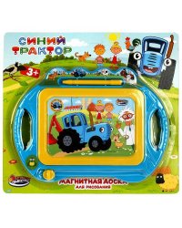 Доска для рисования СИНИЙ ТРАКТОР магнитная, 20*15см, ч/б поле ИГРАЕМ ВМЕСТЕ в кор.2*96шт