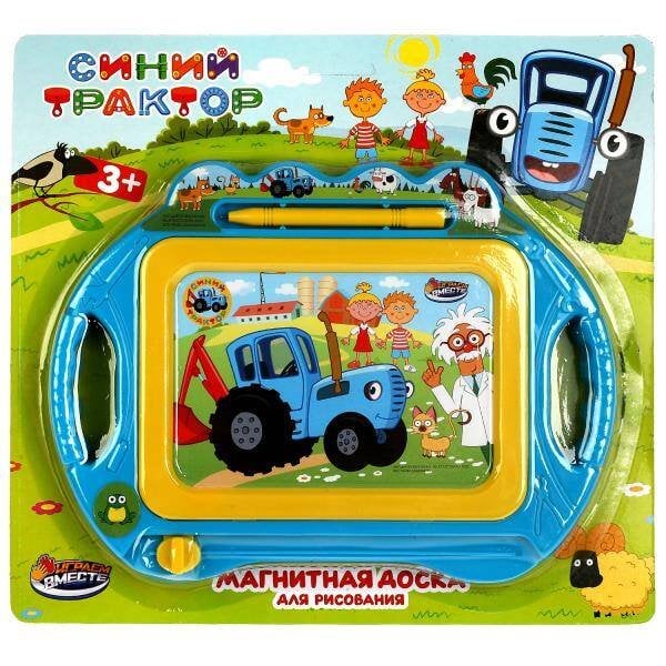 Доска для рисования СИНИЙ ТРАКТОР магнитная, 20*15см, ч/б поле ИГРАЕМ ВМЕСТЕ в кор.2*96шт