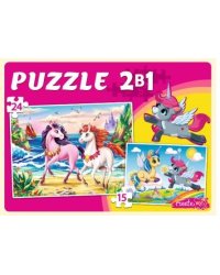 08. МАКСИ-ПАЗЛЫ 2 в 1. ЧУДЕСНЫЕ ЕДИНОРОГИ №5 (15 и 24 эл.) (Арт. П-7320)