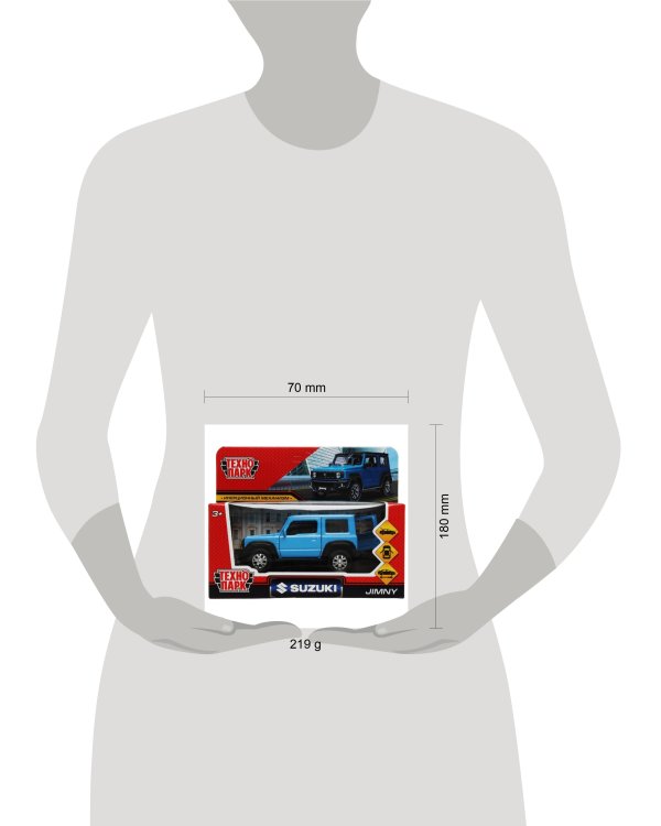 Машина металл SUZUKI JIMNY 11,5 см, двери, багаж, инерц, синий, кор. Технопарк в кор.2*36шт