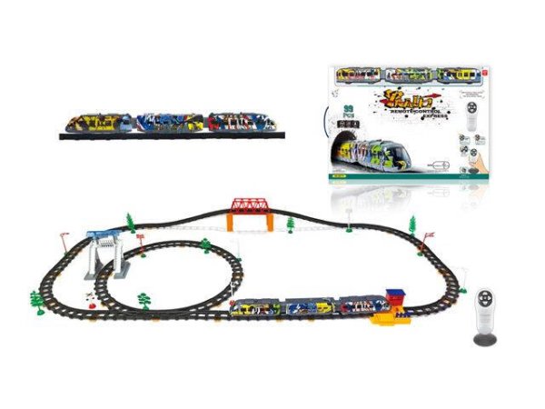 Железная дорога на р/у(172 см x 88см)"Граффити поезд-3" (свет,звук,99 эл.,в коробке) (Арт. 1964763)