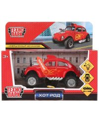 Машина металл свет-звук "хотрод", длина 12см, откр дв, инерц, красный, в кор. Технопарк в кор.2*36шт