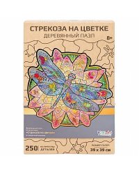 Фигурный деревянный пазл "Стрекоза на цветке" (250 дет.)