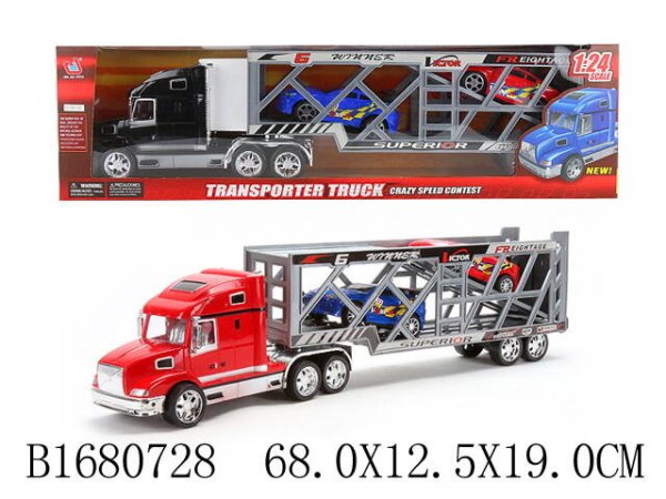 Машинка инерционная "Автовоз с 2 гоночными машинками"(68*12,5*19 см)(в коробке) ( Арт. 1680728)
