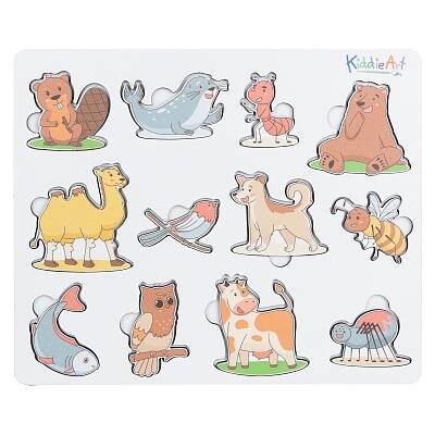 Деревянные пазлы (Юнитойс) Деревянный пазл ассоциативные цепочки двухслойные "Кто где живет?" (24 дет.)