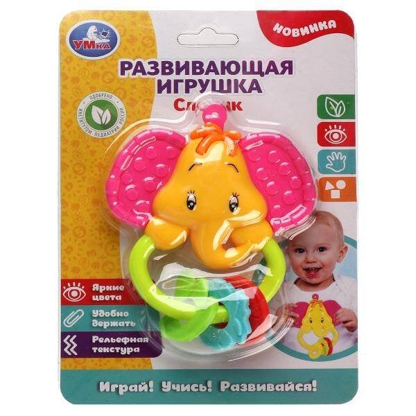 ПОГРЕМУШКИ БЕЗ БАТАРЕЕК (Умка) Развивающая игрушка слоник на блист Умка в кор.2*120шт