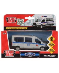 Машина металл FORD Transit полиция 12см, открыв. двери, инерц. в кор. Технопарк в кор.2*24шт