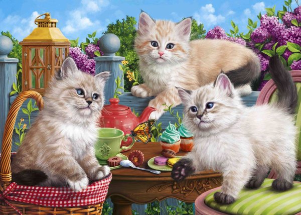 Алмаз.мозаика (класс.) 30х40 см, на картоне с част.заполн. (15 цв.). КОТЯТА НЕВСК. МАСКАРАДН. ACA003