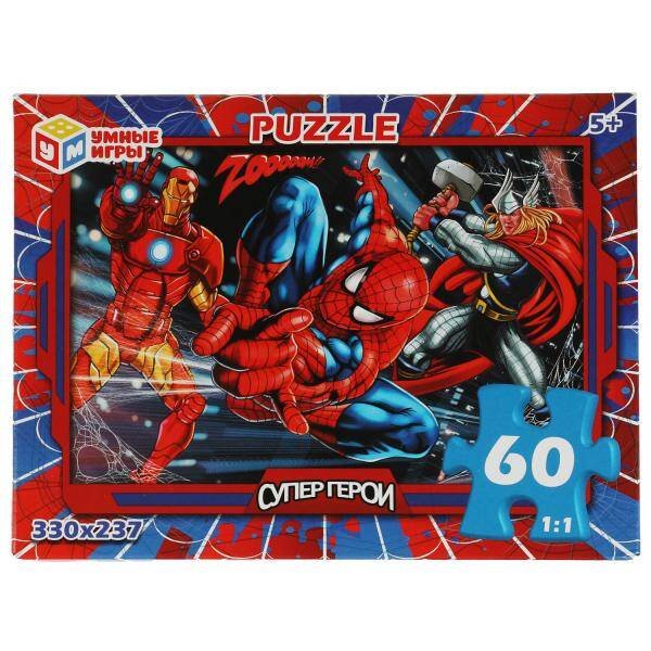 ПАЗЛЫ в коробке 60 деталей (Умка) Пазлы. Супергерои. 60 деталей. 190х141х35мм. Умные игры в кор.24шт