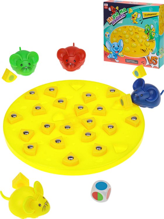 Игра наст."Игра на память-Мышки"(26,2х24,5х4,2см)(1игр.диск,24сырка,1кубик,4мышки)(Арт. Y25458006)