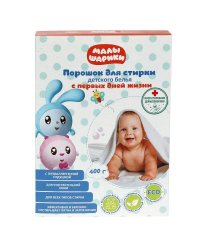 Порошок для стирки детского белья, МАЛЫШАРИКИ 400 г Заботливая мама в кор.30шт