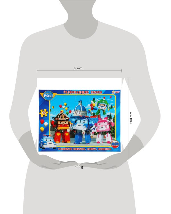 РАЗВИВАЮЩИЕ ПАЗЛЫ В РАМКЕ "УМНЫЕ ИГРЫ" РОБОКАР ПОЛИ .15Д. 30*22*0,5СМ в кор.50шт