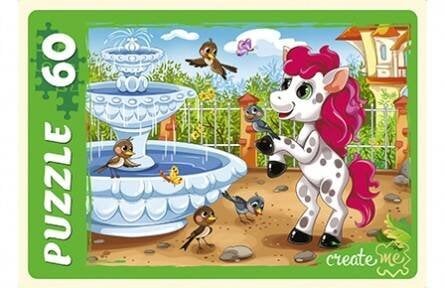 04. ПАЗЛЫ 60 элементов (Рыжий Кот) ПАЗЛЫ 60 элементов. ПОНИ У ФОНТАНА (Арт. ПУ60-0624)