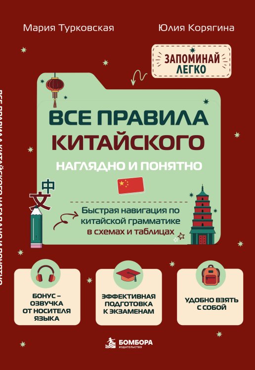 Обложка книги «Все правила китайского наглядно и понятно. Быстрая навигация по китайской грамматике в схемах и таблицах» — Корягина Юлия Сергеевна, ISBN 9785042421600