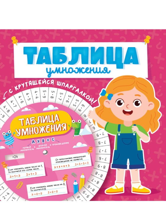 СЕРИЯ: ТАБЛИЦА УМНОЖЕНИЯ с крутящейся шпаргалкой 198х199 (Проф-Пресс) ТАБЛИЦА УМНОЖЕНИЯ с крутящейся шпаргалкой. ДЛЯ ДЕВОЧЕК