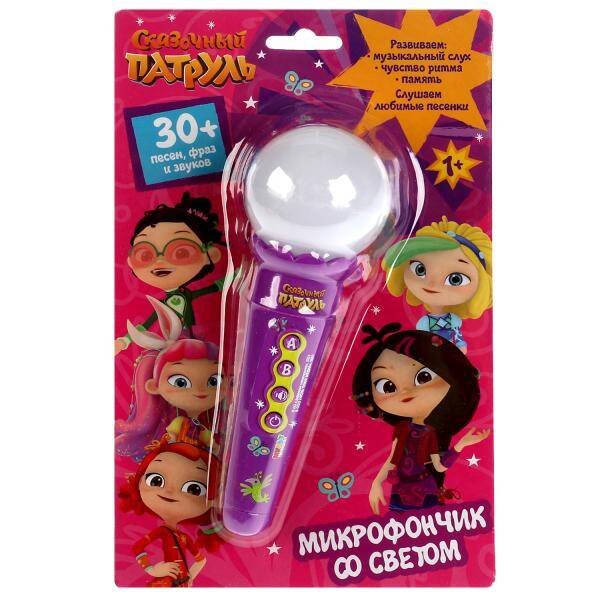 Микрофончик Со светом СКАЗОЧНЫЙ ПАТРУЛЬ 30 песен,фраз,звуков.блист.бат. Умка в кор.120шт